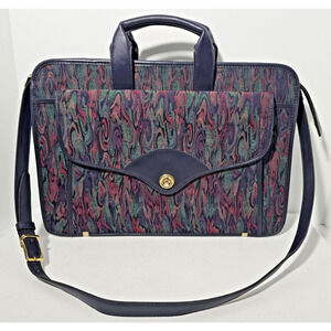 Vintage The French Co. California Briefcase Laptop Bag Leather Tapestry